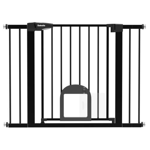 Babelio Upgraded 29-43" Adjustable Baby Gate with Cat Door – Auto-Close, Easy Install, Durable Steel, for Stairs & Doorways