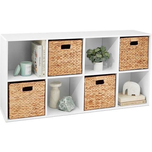 Best Choice Products 8-Cube Storage Organizer, 13.5in Shelf Opening, Bookcase, Display Shelf, Customizable w/ 2 Removable Back Panels – White