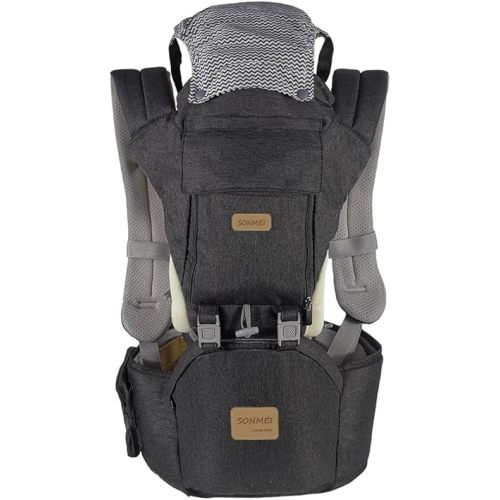 Ergonomic Baby Carrier with Hip Seat, 360° Positions, Soft and Breathable, All Seasons, for Newborns and Toddlers, Hiking Shopping Travelling