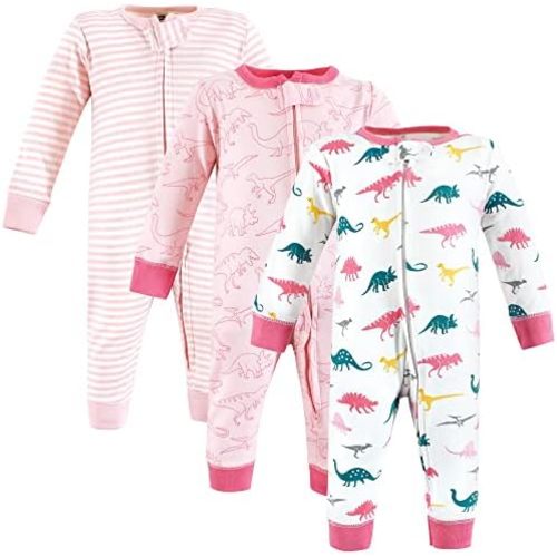 Hudson Baby Unisex Baby Cotton Sleep and Play, Girl Dino, 6-9 Months