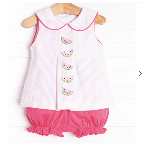 Watermelon Whimsy Embroidered Bloomer Set, Pink – Stitchy Fish