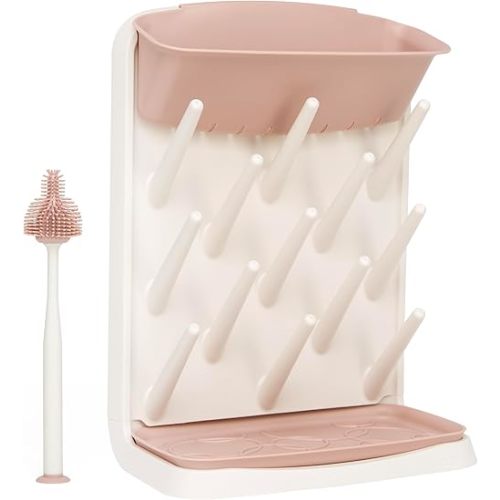 Ubbi Vertical Drying Rack, Baby Accessory, Space Saving Countertop with Cleaning Brush