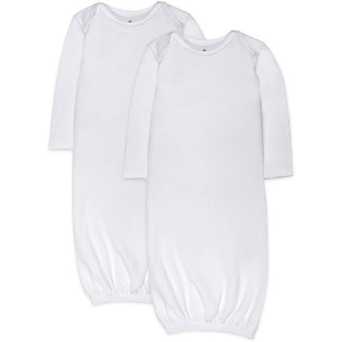 HonestBaby 2-Pack Sleeper Gowns Layette Sets 100% Organic Cotton for Newborn Baby Boys, Girls, Unisex