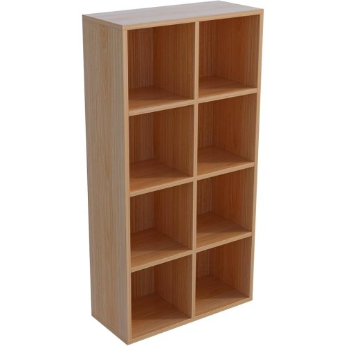 8-Cube Storage Shelf Bookcase - Wooden 4-Tier Floor Standing Open Bookshelf for Home and Office, Display Cabinet, Oak