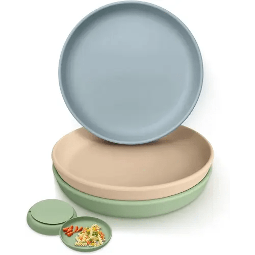 Classic Silicone Suction Plates for Toddler Baby Kids (3 Pcak), BPA Free Baby Plates with Suction that Stick & Stay, Deeper Toddler Dishes Microwave & Dishwasher Safe