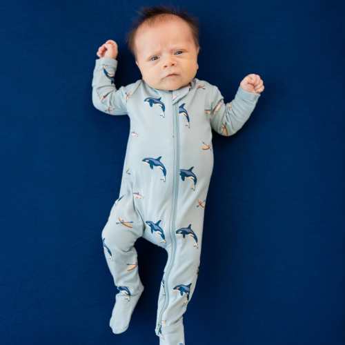 Zippered Footie in Coastline