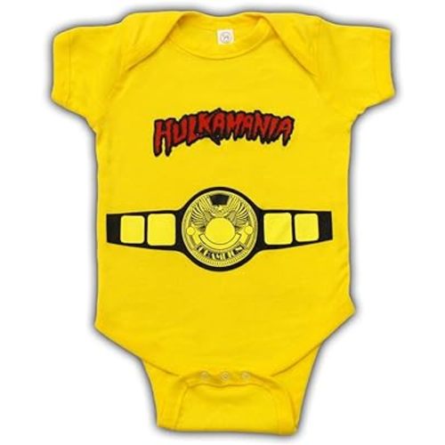 TV Store Hulkamania World Champ Costume Yellow Snapsuit Infant Onesie Baby Romper
