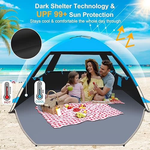Gorich Beach Tent Sun Shelter with UV Protection, Lightweight & Easy Setup Beach Shade Canopy, Portable Beach Shade Tent Beach Cabana