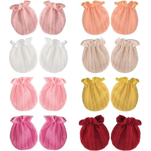 BQUBO Newborn Infant Toddler Mittens No Scratch Cotton Elastic Wrist Gloves Hypoallergenic for 0-6 Months Baby Boys Girls