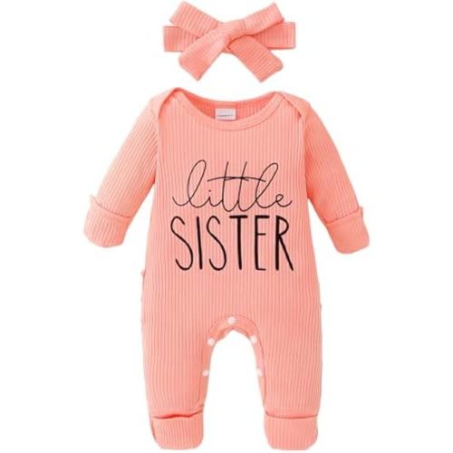 Yvowming Newborn Baby Girl Fall Winter Outfits Clothes Knit Romper Coming Home Outfit for Baby Girl