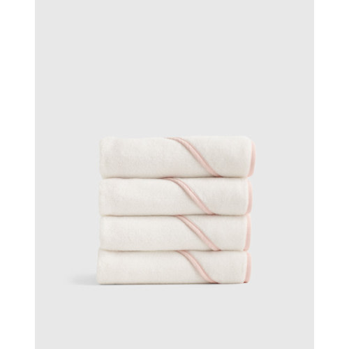 Organic Turkish Cotton Baby Hooded Towel Set 4-Pack in Soft Pink