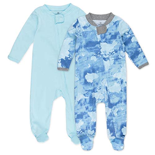 HonestBaby Baby Boys' 2-Pack Sleep and Play Footed Pajamas One-Piece Sleeper Jumpsuit Zip-front Pjs Organic Cotton
