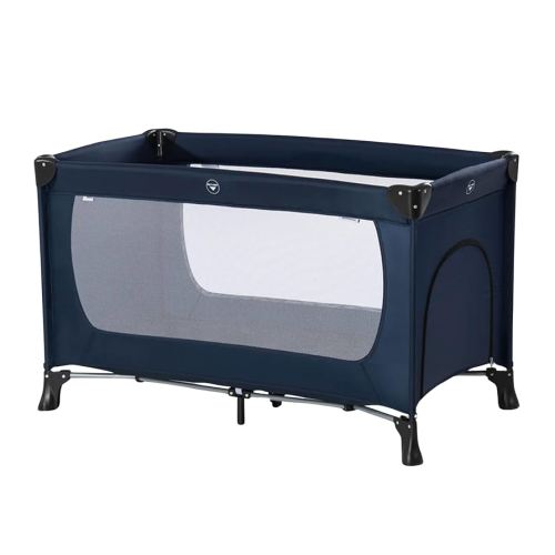 Hauck Dream N Play Plus Travel Bed Portable Playpen Mattress with Viewing Windows and Side Exit, Foldable Crib for Babies and Toddlers, Navy Blue