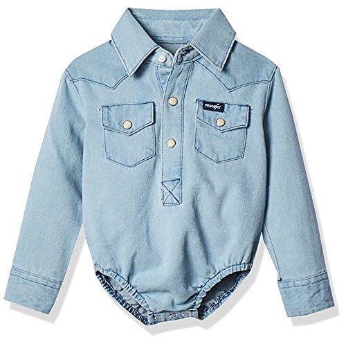 Wrangler Baby Boys' Western Long Sleeve Denim Bodysuit