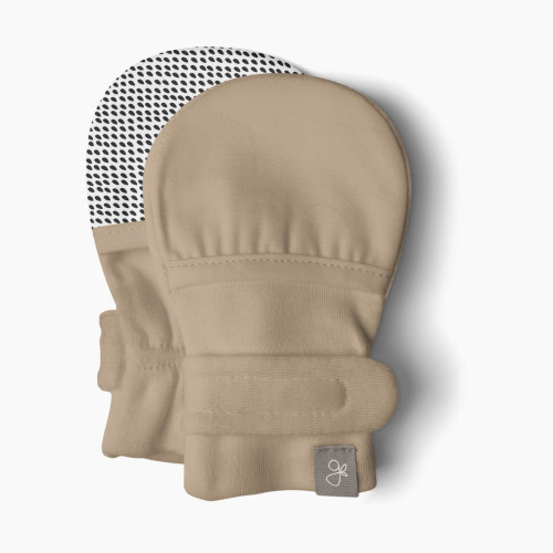 Goumi Kids Organic Stay-On Baby Mitts - Sandstone, 3-6 Months