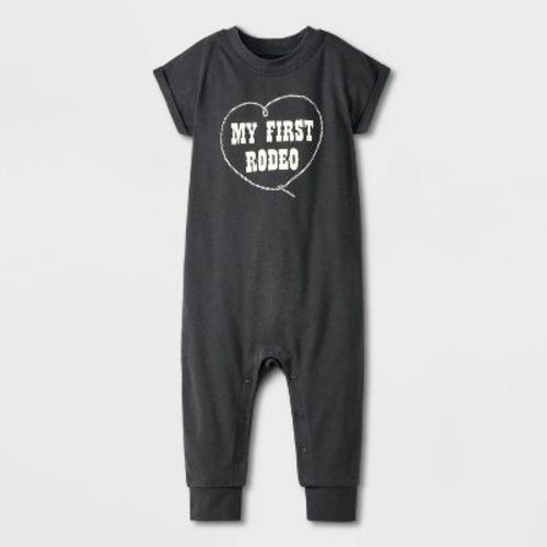 Baby My First Rodeo Romper - Cat & Jack™ Gray 0-3m