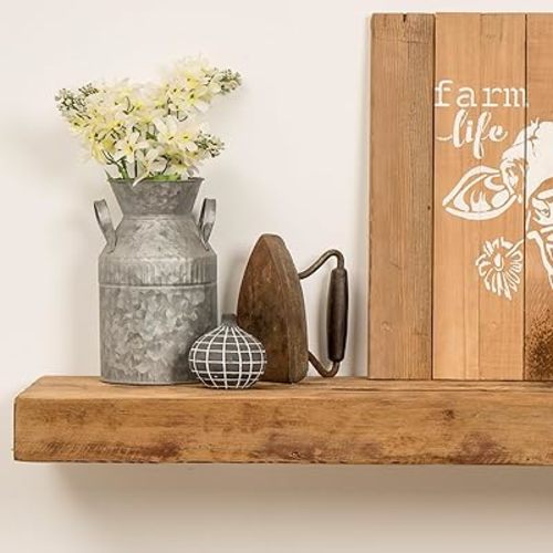 Modern Timber Craft Reclaimed Wood Wall Shelf | Solid Rustic American Barnwood with Floating Shelf Brackets | 2.75" Thickness | 12" L x 5" D, Rustic Original - Unfinished