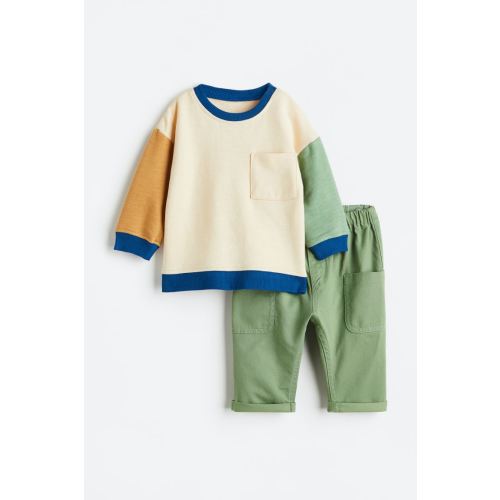 2-piece Set, Light beige/Light green