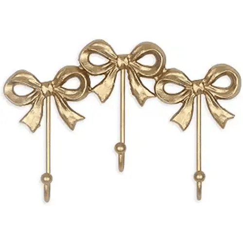 Triple Bows Hook,Wall Mounted Functional Hooks,Antique Gold Cast Iron Hook for Coats,Hats,Bags, Bath Towels,Room Decorations,Hallway,Bathroom,Kitchen,Office(Three-Bows Hooks:8.27x5.59 inches)