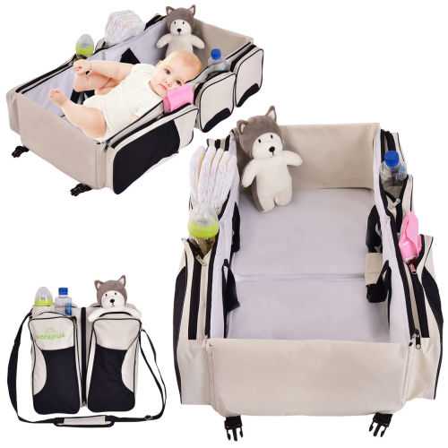 Costway Diaper Bag 3-in-1 Portable Multifunctional Baby Backpack with Changing Pad