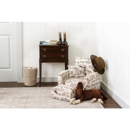 Personalized Childs Upholstered Rocking chair / Chair - Cowboys / Brown