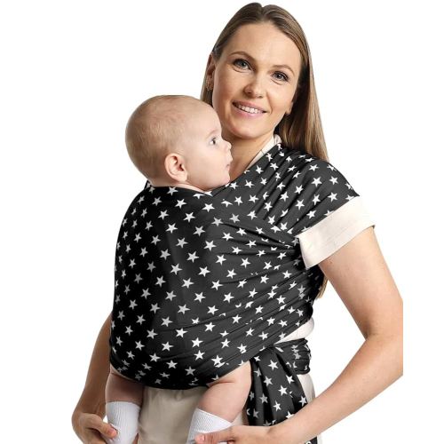 Fashion Star Pattern Baby Wraps Carrier,Comfortable Baby Wearing Wrap and Swaddle,Stretchy, Breathable,Hands-Free Design Infant Sling for Newborn to Toddler 7-35 lbs