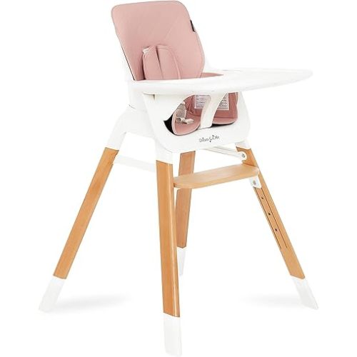 Nibble Wooden Compact High Chair in Pink| Light Weight | Portable |Removable seat Cover I Adjustable Tray I Baby and Toddler