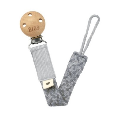 Bibs Braided Pacifier Clip, Color: Cloud/Iron