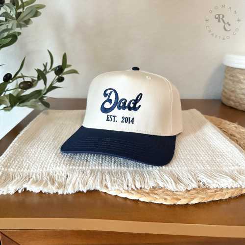Custom Dad Hat EST Year Embroidered, Personalized Dad Gift, New Dad Baseball Cap, Father&#39;s Day Gift, Dad Life Hat, Custom Year Dad Hat, DAD
