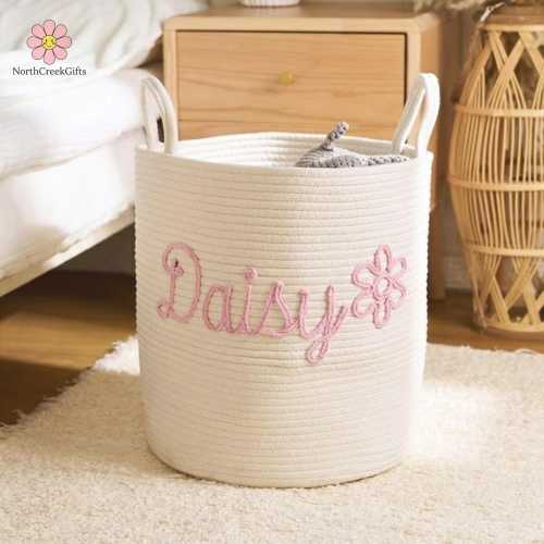 Custom Laundry Basket - Custom Name Basket for Kids/Pet, Toy Basket, Newborn Gift, Gifts for Baby Shower, Gifts for Girls Boys Family