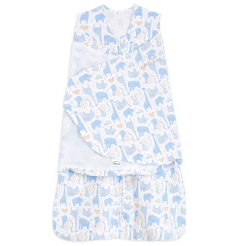 Blue Safari Animals 100% Cotton Baby Swaddle | HALO