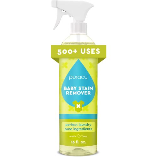 Puracy Stain Remover for Baby Clothes and Cloth Diapers, Newborn Baby Essentials Must Haves, Enzyme-Based Laundry Spray, Natural Spot and Odor Cleaner, 16 Oz