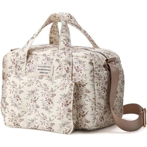 Quilted Diaper Bag Tote Floral Baby Hospital Bag Cute Mommy Bag Crossbody Pañaleras Para Beb