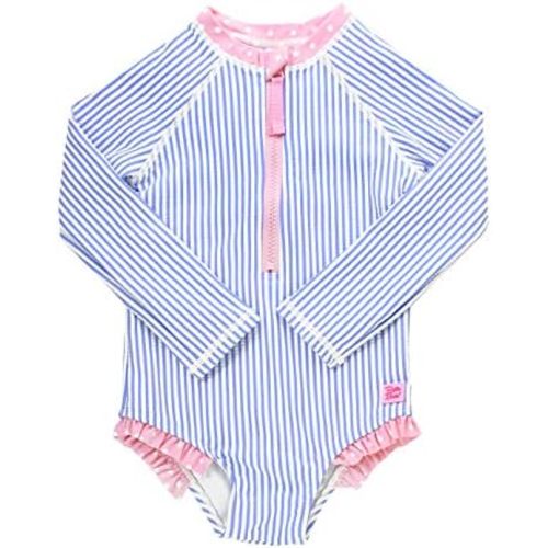 RuffleButts® Girls One Piece Rash Guard Baby Swimsuit UPF 50+ Sun Protection