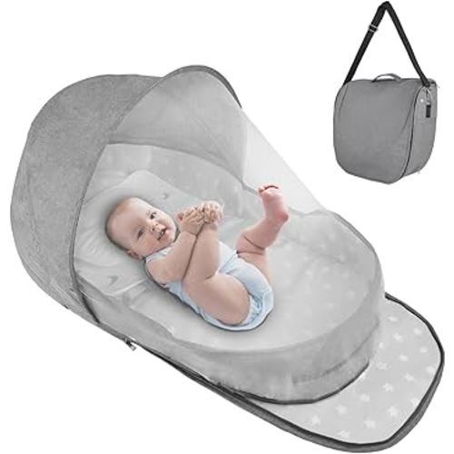Portable Bassinet for Baby,Baby Bassinets Bedside Sleeper for Travel & Home,Foldable Bedside Crib with Breathable Mesh,Lightweight with Carry Bag & Storage Pocket,Safe Cosleeping Design for Infant