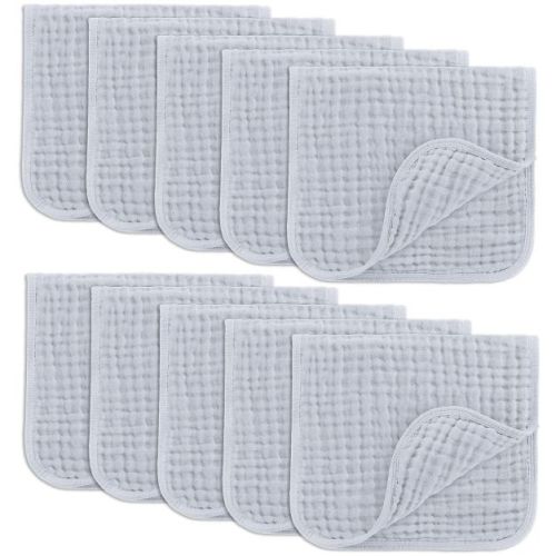 Muslin Burp Cloths Large 100% Cotton By Comfy Cubs (white, Pack Of 10)
