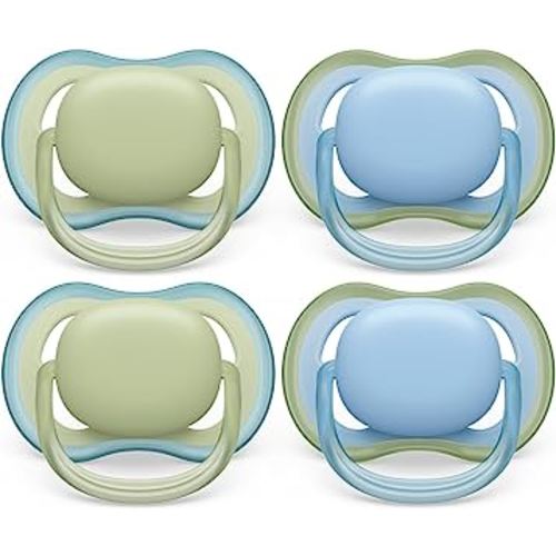 Philips Avent Ultra Air Pacifier - 4 x Light, Breathable Baby Pacifiers for Babies Aged 0-6 Months, BPA Free with Sterilizer Carry Case, SCF085/48
