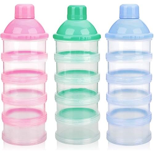 Accmor Formula Dispenser On The Go, 5 Compartments Stackable Formula Container for Travel, Baby Milk Powder Kids Snack Container, BPA Free