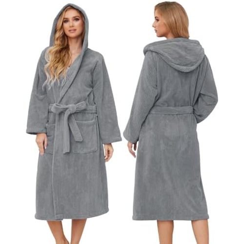 Hooded Bathrobes for Women, Soft Long Towel Robes for Women - Quick Dry yet Warm