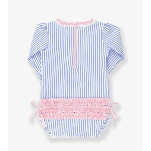 Seersucker Long Sleeve Rash Guard One Piece | RuffleButts & RuggedButts
