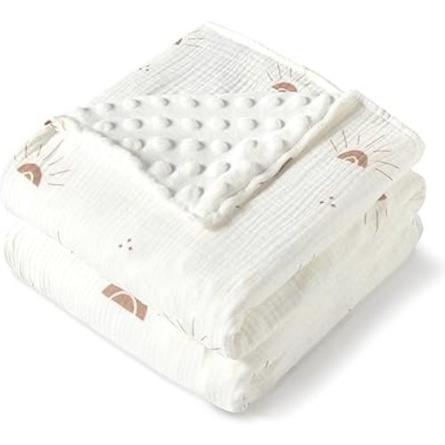 JELLYMONI Muslin Baby Blanket for Newborns, Double-Layer Soothing Raised Dots, Ultra-Soft Lightweight Receiving Blanket 1-Pack, Breathable Nursery Swaddle, 30x40 Inch