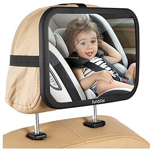 Baby Car Mirror Most Stable Backseat Mirror with Premium Matte Finish-Super Clear PMMA Material Mirror-Safe, Secure and Shatterproof,Black
