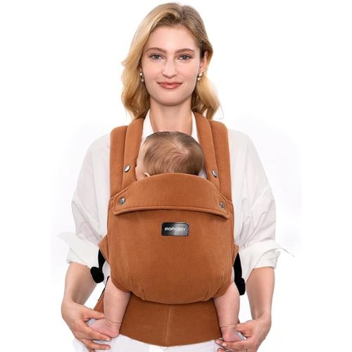 Momcozy Baby Carrier with Natural Cotton Linen, Gentle on Baby's Skin, Ergonomic Design, Newborn to Toddler for 7-44lbs, Lightweight and Comfortable, Hands-Free for Moms&Dads, Sepia