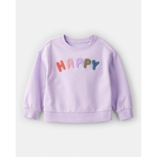 Toddler Girl Happy French Terry Long-Sleeve Pullover Sweatshirt - Purple - Carter's | Carter's