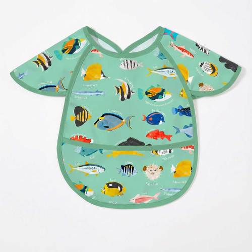 Hawaiian Reef Fishes Waterproof Bib with Short Sleeves