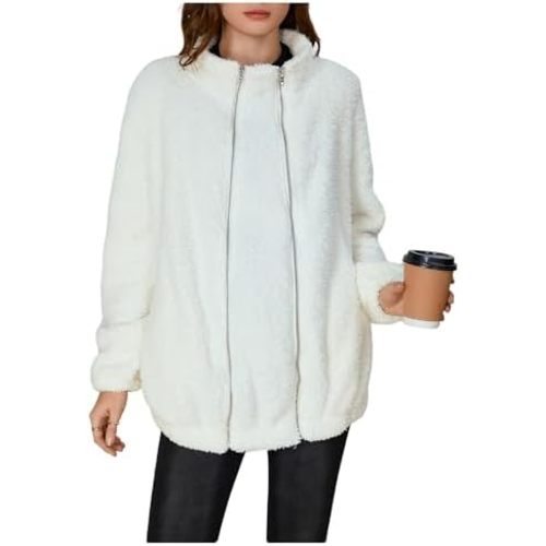 SOLY HUX Women's Maternity Winter Coat Fleece Zip Up Maternity Jackets for Pregnant Women Coat Extender for Pregnancy
