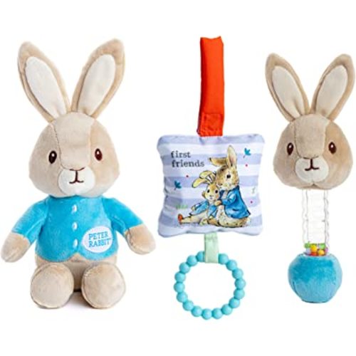 KIDS PREFERRED Beatrix Potter Peter Rabbit Gift Set with Stuffed Animal, Rattle, and Teether