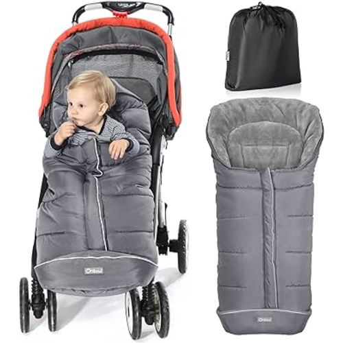 Orzbow Warm Bunting Bag Universal,Stroller Sleeping Bag Cold Weather,Waterproof Toddler Footmuff (Grey, Large)
