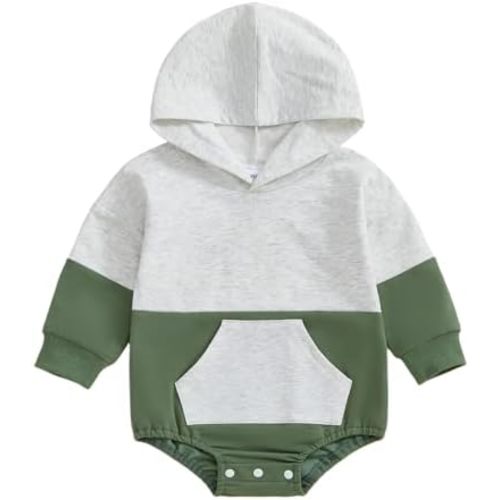 Thorn Tree Newborn Baby Boys Hooded Sweatshirt Long Sleeve Solid Romper Infant Baby Fall Winter Spring Outfits
