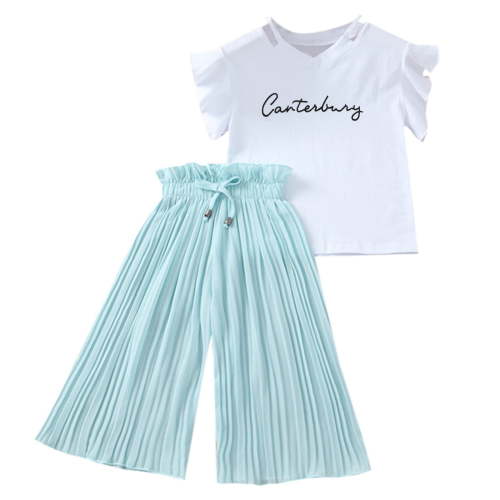 Mzoazpie Outfits Tops+Ruffle Pants Kids Baby Girl Outfits 12-18 Months Shirt T Loose Children Grandma Baby Girl Clothes Girls Baby Letter Teen Outfits Girls OutfitsandSet